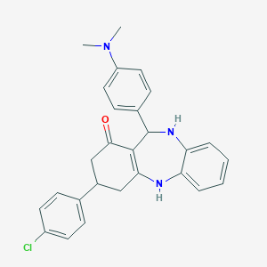 molecular formula C27H26ClN3O B389338 9-(4-Chlorophenyl)-6-(4-dimethylaminophenyl)-5,6,8,9,10,11-hexahydrobenzo[b][1,4]benzodiazepin-7-one 