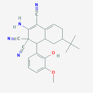 molecular formula C24H26N4O2 B389342 2-amino-6-(tert-butyl)-4-(2-hydroxy-3-methoxyphenyl)-4a,5,6,7-tetrahydro-1,3,3(4H)-naphthalenetricarbonitrile 