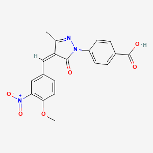 molecular formula C19H15N3O6 B3893447 4-[(4Z)-4-[(4-Methoxy-3-nitrophenyl)methylidene]-3-methyl-5-oxo-4,5-dihydro-1H-pyrazol-1-YL]benzoic acid 