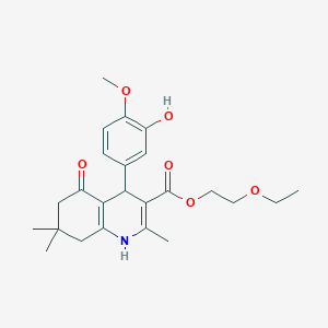 molecular formula C24H31NO6 B389347 2-Ethoxyethyl 4-(3-hydroxy-4-methoxyphenyl)-2,7,7-trimethyl-5-oxo-1,4,5,6,7,8-hexahydro-3-quinolinecarboxylate 