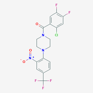 molecular formula C18H13ClF5N3O3 B389349 1-(2-Chloro-4,5-difluorobenzoyl)-4-[2-nitro-4-(trifluoromethyl)phenyl]piperazine 