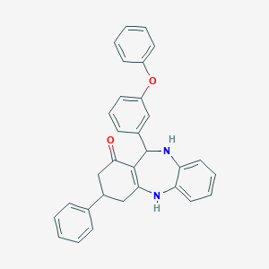 molecular formula C31H26N2O2 B389357 6-(3-Phenoxyphenyl)-9-phenyl-5,6,8,9,10,11-hexahydrobenzo[b][1,4]benzodiazepin-7-one 