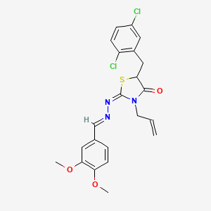 molecular formula C22H21Cl2N3O3S B3893619 3,4-dimethoxybenzaldehyde [3-allyl-5-(2,5-dichlorobenzyl)-4-oxo-1,3-thiazolidin-2-ylidene]hydrazone 