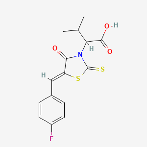 molecular formula C15H14FNO3S2 B3893629 2-[(5Z)-5-(4-fluorobenzylidene)-4-oxo-2-thioxo-1,3-thiazolidin-3-yl]-3-methylbutanoic acid 