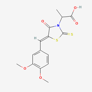 2-[5-(3,4-dimethoxybenzylidene)-4-oxo-2-thioxo-1,3-thiazolidin-3-yl]propanoic acid
