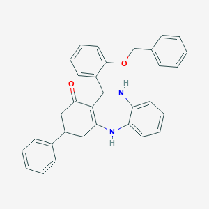 molecular formula C32H28N2O2 B389368 6-(2-Benzyloxyphenyl)-9-phenyl-5,6,8,9,10,11-hexahydrobenzo[b][1,4]benzodiazepin-7-one 
