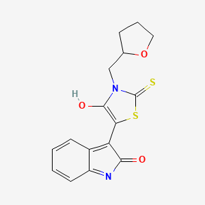 3-[4-oxo-3-(tetrahydro-2-furanylmethyl)-2-thioxo-1,3-thiazolidin-5-ylidene]-1,3-dihydro-2H-indol-2-one