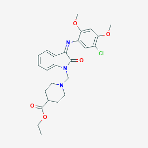 molecular formula C25H28ClN3O5 B389373 ethyl 1-{[3-[(5-chloro-2,4-dimethoxyphenyl)imino]-2-oxo-1H-indol-1(2H)-yl]methyl}-4-piperidinecarboxylate 