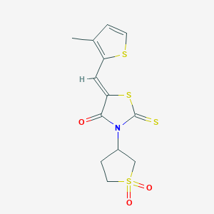 molecular formula C13H13NO3S4 B3893734 3-(1,1-dioxidotetrahydro-3-thienyl)-5-[(3-methyl-2-thienyl)methylene]-2-thioxo-1,3-thiazolidin-4-one 