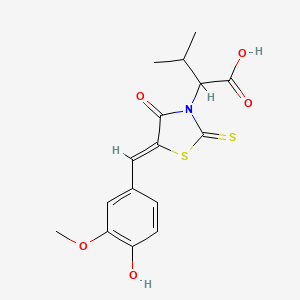 molecular formula C16H17NO5S2 B3893735 2-[5-(4-hydroxy-3-methoxybenzylidene)-4-oxo-2-thioxo-1,3-thiazolidin-3-yl]-3-methylbutanoic acid 