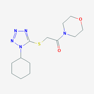 molecular formula C13H21N5O2S B389376 1-cyclohexyl-1H-tetraazol-5-yl 2-(4-morpholinyl)-2-oxoethyl sulfide 