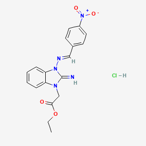 molecular formula C18H18ClN5O4 B3893774 ethyl {2-imino-3-[(4-nitrobenzylidene)amino]-2,3-dihydro-1H-benzimidazol-1-yl}acetate hydrochloride 