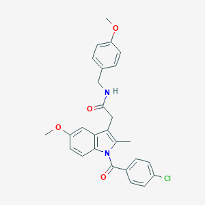 molecular formula C27H25ClN2O4 B389378 2-{1-[(4-chlorophenyl)carbonyl]-5-methoxy-2-methyl-1H-indol-3-yl}-N-(4-methoxybenzyl)acetamide 