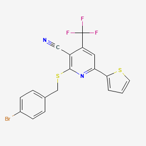 molecular formula C18H10BrF3N2S2 B3893784 2-[(4-bromobenzyl)thio]-6-(2-thienyl)-4-(trifluoromethyl)nicotinonitrile CAS No. 332110-04-0