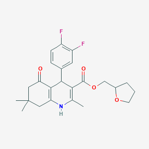 molecular formula C24H27F2NO4 B389380 Tetrahydro-2-furanylmethyl 4-(3,4-difluorophenyl)-2,7,7-trimethyl-5-oxo-1,4,5,6,7,8-hexahydro-3-quinolinecarboxylate 