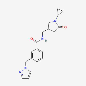 N-[(1-cyclopropyl-5-oxopyrrolidin-3-yl)methyl]-3-(1H-pyrazol-1-ylmethyl)benzamide