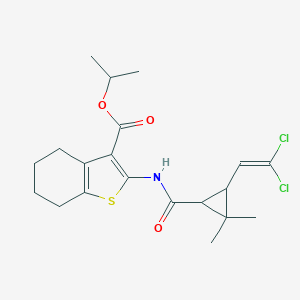 molecular formula C20H25Cl2NO3S B389382 Propan-2-yl 2-[[3-(2,2-dichloroethenyl)-2,2-dimethylcyclopropanecarbonyl]amino]-4,5,6,7-tetrahydro-1-benzothiophene-3-carboxylate CAS No. 309276-89-9