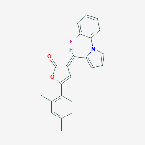 molecular formula C23H18FNO2 B389386 5-(2,4-dimethylphenyl)-3-{[1-(2-fluorophenyl)-1H-pyrrol-2-yl]methylene}-2(3H)-furanone 