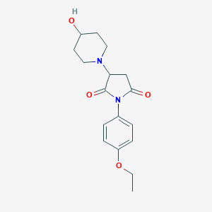 molecular formula C17H22N2O4 B389392 1-(4-Ethoxyphenyl)-3-(4-hydroxypiperidin-1-yl)pyrrolidine-2,5-dione CAS No. 309285-61-8