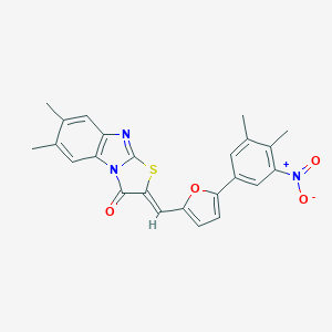 molecular formula C24H19N3O4S B389393 2-[(5-{3-nitro-4,5-dimethylphenyl}-2-furyl)methylene]-6,7-dimethyl[1,3]thiazolo[3,2-a]benzimidazol-3(2H)-one 