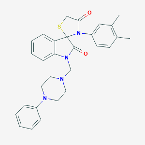 molecular formula C29H30N4O2S B389394 3'-(3,4-dimethylphenyl)-1-[(4-phenylpiperazin-1-yl)methyl]-4'H-spiro[indole-3,2'-[1,3]thiazolidine]-2,4'(1H)-dione 