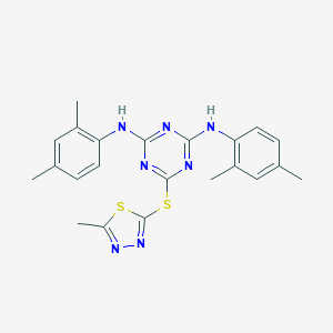 N,N'-bis(2,4-dimethylphenyl)-6-[(5-methyl-1,3,4-thiadiazol-2-yl)sulfanyl]-1,3,5-triazine-2,4-diamine