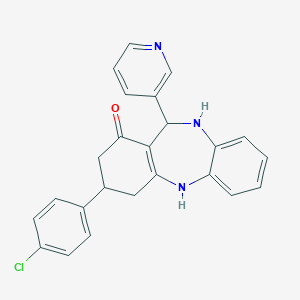 molecular formula C24H20ClN3O B389398 9-(4-Chlorophenyl)-6-(3-pyridyl)-5,6,8,9,10,11-hexahydrobenzo[b][1,4]benzodiazepin-7-one 