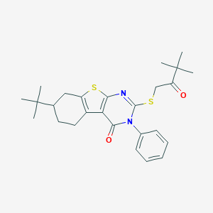 molecular formula C26H32N2O2S2 B389401 7-tert-butyl-2-[(3,3-dimethyl-2-oxobutyl)sulfanyl]-3-phenyl-5,6,7,8-tetrahydro[1]benzothieno[2,3-d]pyrimidin-4(3H)-one 