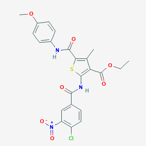 molecular formula C23H20ClN3O7S B389402 Ethyl 2-({4-chloro-3-nitrobenzoyl}amino)-5-[(4-methoxyanilino)carbonyl]-4-methyl-3-thiophenecarboxylate 