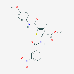 molecular formula C24H23N3O7S B389404 Ethyl 5-[(4-methoxyphenyl)carbamoyl]-4-methyl-2-{[(4-methyl-3-nitrophenyl)carbonyl]amino}thiophene-3-carboxylate 