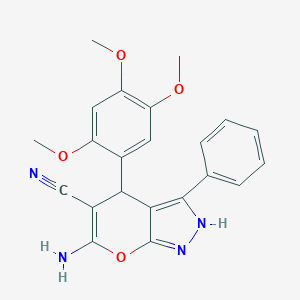 molecular formula C22H20N4O4 B389414 6-Amino-3-phenyl-4-(2,4,5-trimethoxyphenyl)-1,4-dihydropyrano[2,3-c]pyrazole-5-carbonitrile CAS No. 309288-87-7