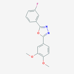 molecular formula C16H13FN2O3 B389416 2-(3,4-Dimethoxyphenyl)-5-(3-fluorophenyl)-1,3,4-oxadiazole 