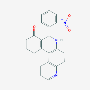 molecular formula C22H17N3O3 B389429 8-(2-nitrophenyl)-8,10,11,12-tetrahydrobenzo[a][4,7]phenanthrolin-9(7H)-one 