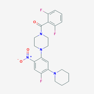 molecular formula C22H23F3N4O3 B389435 1-(2,6-Difluorobenzoyl)-4-[4-fluoro-2-nitro-5-(1-piperidinyl)phenyl]piperazine 