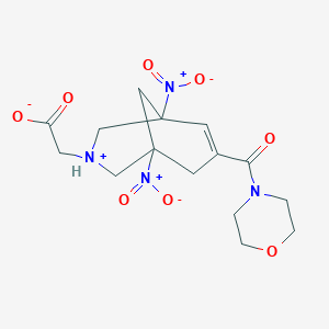 molecular formula C15H20N4O8 B389440 2-[7-(Morpholine-4-carbonyl)-1,5-dinitro-3-azoniabicyclo[3.3.1]non-6-en-3-yl]acetate 