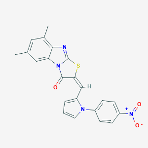 molecular formula C22H16N4O3S B389448 2-[(1-{4-nitrophenyl}-1H-pyrrol-2-yl)methylene]-6,8-dimethyl[1,3]thiazolo[3,2-a]benzimidazol-3(2H)-one 