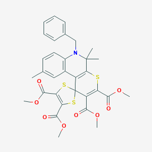 molecular formula C32H31NO8S3 B389450 Tetramethyl 6'-benzyl-5',5',9'-trimethyl-5',6'-dihydrospiro[1,3-dithiole-2,1'-thiopyrano[2,3-c]quinoline]-2',3',4,5-tetracarboxylate 