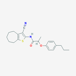 molecular formula C22H26N2O2S B389462 N-(3-cyano-5,6,7,8-tetrahydro-4H-cyclohepta[b]thiophen-2-yl)-2-(4-propylphenoxy)propanamide 