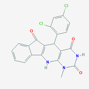 molecular formula C21H13Cl2N3O3 B389463 5-(2,4-dichlorophenyl)-1-methyl-5,11-dihydro-1H-indeno[2',1':5,6]pyrido[2,3-d]pyrimidine-2,4,6(3H)-trione CAS No. 309731-14-4