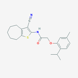 molecular formula C22H26N2O2S B389466 N-(3-cyano-5,6,7,8-tetrahydro-4H-cyclohepta[b]thiophen-2-yl)-2-(2-isopropyl-5-methylphenoxy)acetamide 