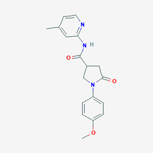 molecular formula C18H19N3O3 B389469 1-(4-methoxyphenyl)-N-(4-methyl-2-pyridinyl)-5-oxo-3-pyrrolidinecarboxamide 