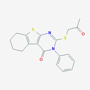 molecular formula C19H18N2O2S2 B389470 2-[(2-oxopropyl)sulfanyl]-3-phenyl-5,6,7,8-tetrahydro[1]benzothieno[2,3-d]pyrimidin-4(3H)-one 