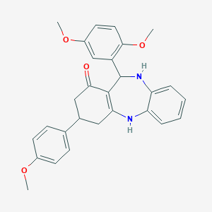 molecular formula C28H28N2O4 B389472 6-(2,5-Dimethoxyphenyl)-9-(4-methoxyphenyl)-5,6,8,9,10,11-hexahydrobenzo[b][1,4]benzodiazepin-7-one 