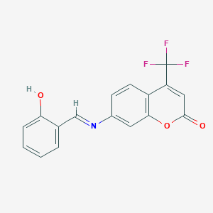 molecular formula C17H10F3NO3 B389473 2H-Chromen-2-one, 4-trifluoromethyl-7-(2-hydroxybenzylidenamino)- 