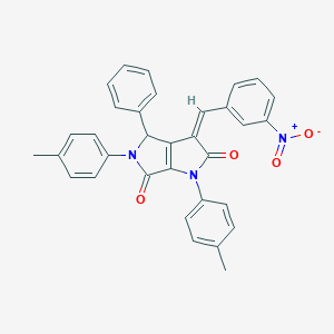 molecular formula C33H25N3O4 B389476 3-{3-Nitrobenzylidene}-1,5-bis(4-methylphenyl)-4-phenyl-1,3,4,5-tetrahydropyrrolo[3,4-b]pyrrole-2,6-dione 