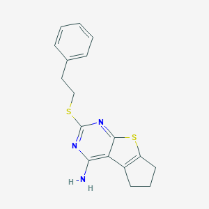 molecular formula C17H17N3S2 B389478 2-[(2-phenylethyl)sulfanyl]-6,7-dihydro-5H-cyclopenta[4,5]thieno[2,3-d]pyrimidin-4-amine 