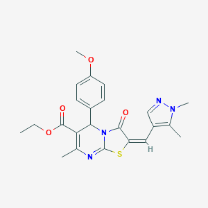ethyl (2E)-2-[(1,5-dimethylpyrazol-4-yl)methylidene]-5-(4-methoxyphenyl)-7-methyl-3-oxo-5H-[1,3]thiazolo[3,2-a]pyrimidine-6-carboxylate