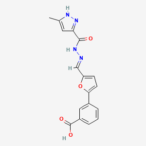3-(5-{2-[(3-methyl-1H-pyrazol-5-yl)carbonyl]carbonohydrazonoyl}-2-furyl)benzoic acid