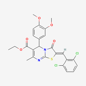 ethyl 2-(2,6-dichlorobenzylidene)-5-(3,4-dimethoxyphenyl)-7-methyl-3-oxo-2,3-dihydro-5H-[1,3]thiazolo[3,2-a]pyrimidine-6-carboxylate