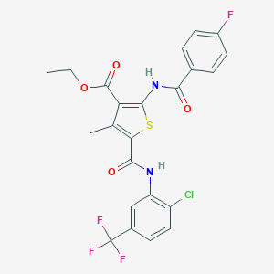 ETHYL 5-{[2-CHLORO-5-(TRIFLUOROMETHYL)PHENYL]CARBAMOYL}-2-(4-FLUOROBENZAMIDO)-4-METHYLTHIOPHENE-3-CARBOXYLATE